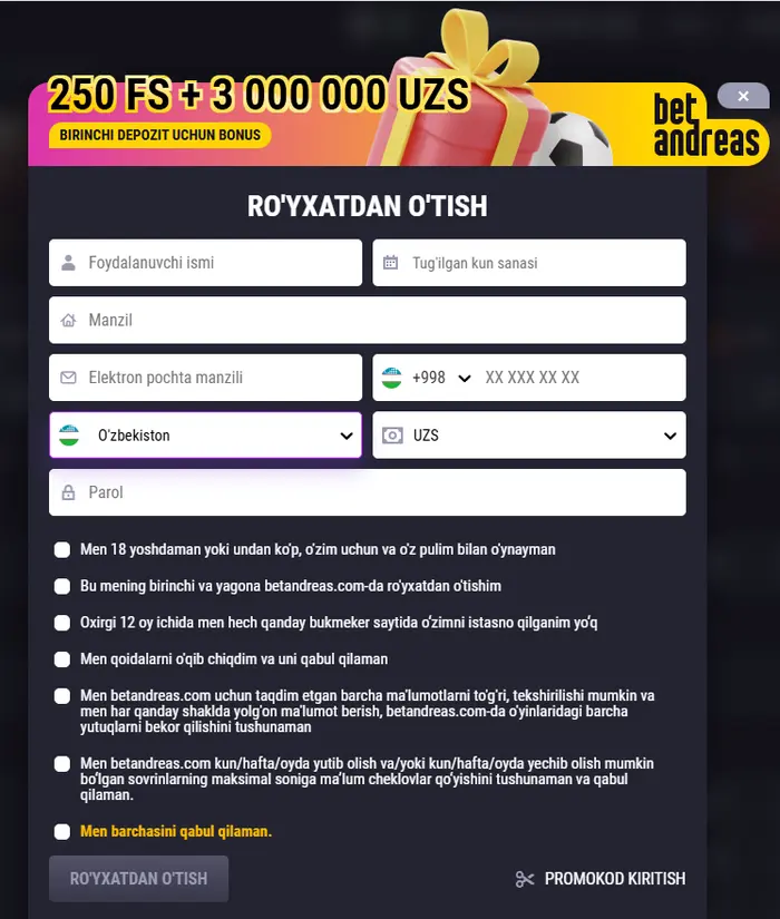 Bet Andreas registration